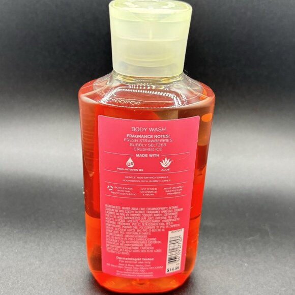 Bath & Body Works Strawberry Soda Body Wash Shower Gel 10 oz Fruity Summer Aloe - Picture 6 of 13